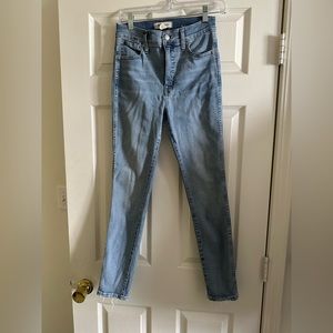 Madewell 10” high rise skinny jeans, light blue wash